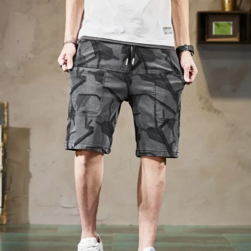 

Half Bermuda with Pockets Long Loose Elastic Waist Draw String Baggy Mens Cargo Shorts Short Pants for Men Wide Beautiful Strech