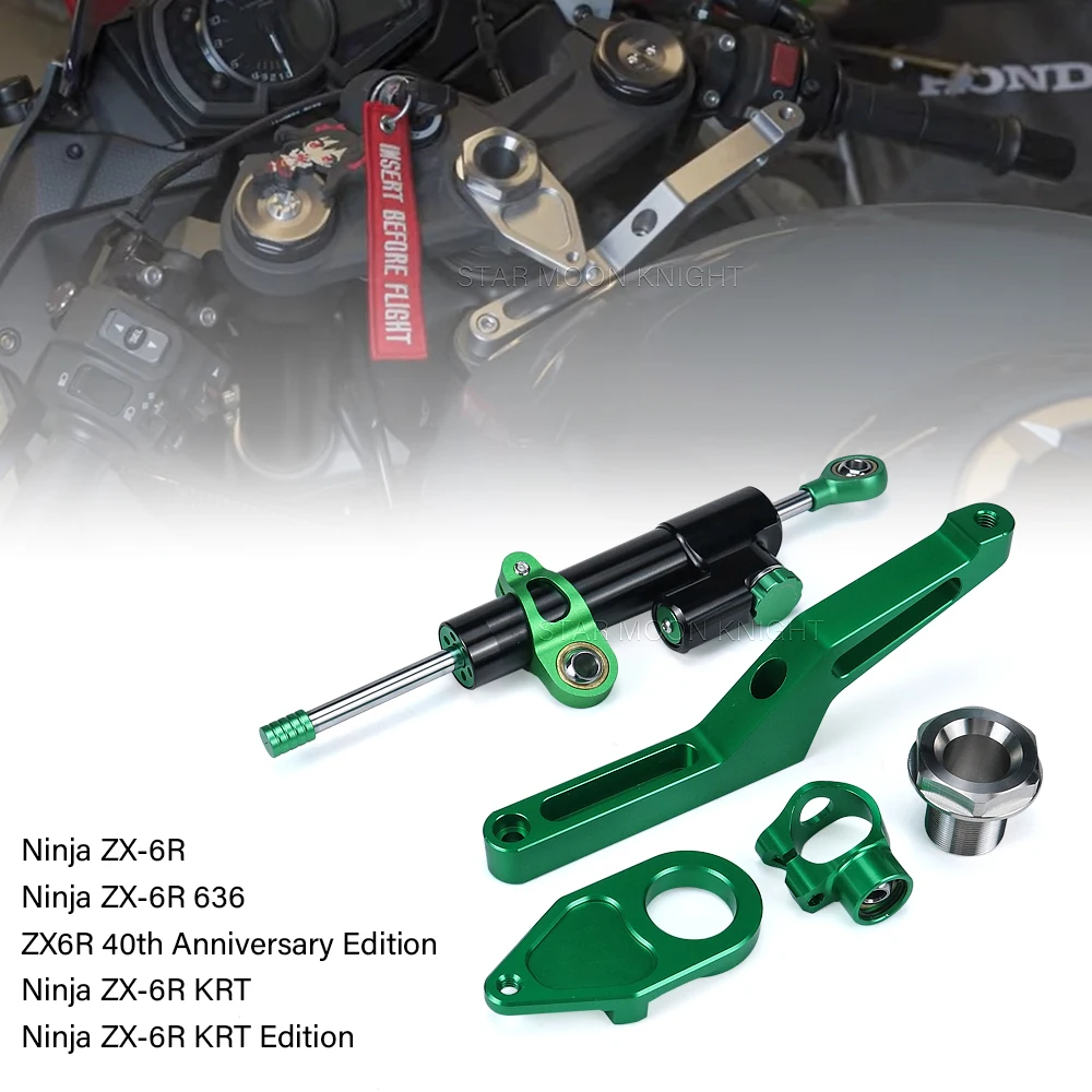 

Ninja ZX-6R Steering Absorbers Kit For Kawasaki Ninja ZX-6R 636 ZX-6R KRT Edition Steering Damper Bracket Accessories