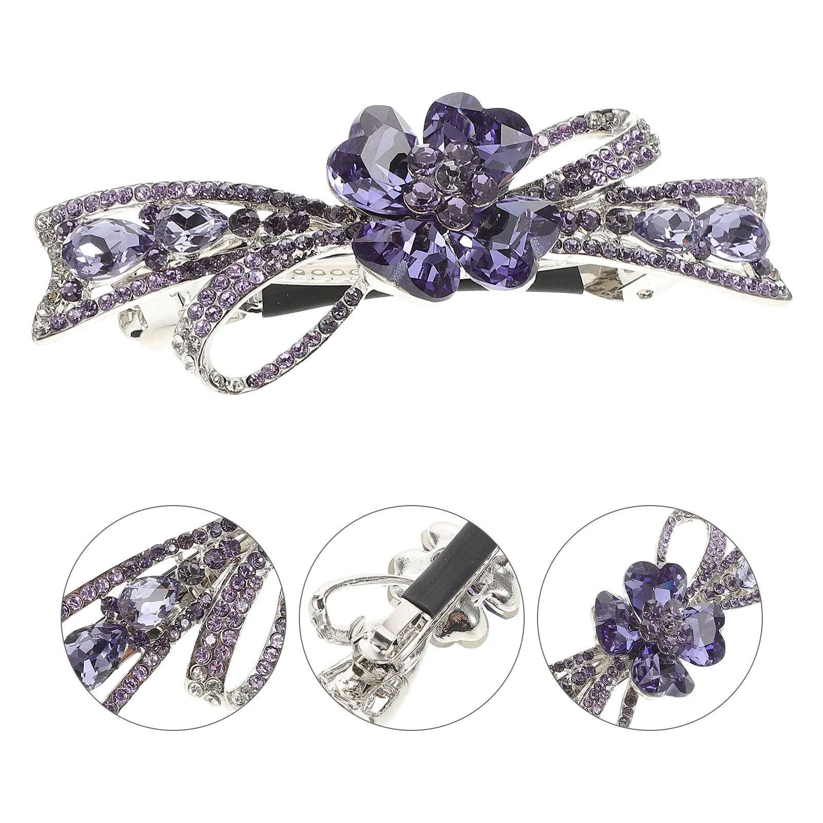 

Crystal Rhinestone Hair Barrette French Hairpin Automatic Clip Bridal Party Hairstyling Headdress Girls Spring Fashion Hair