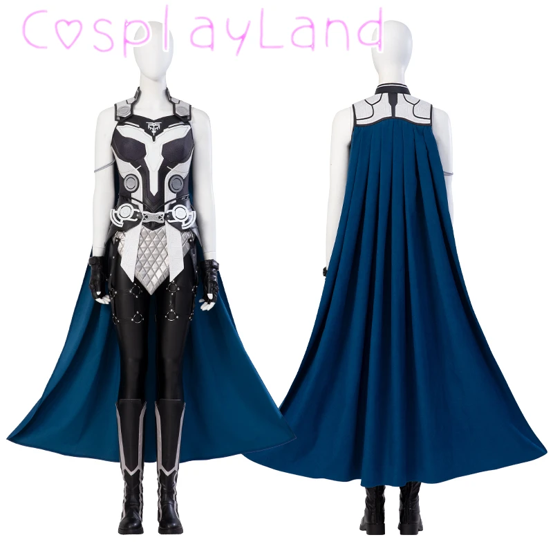 New Movie Love and Thunder Valkyrie Cosplay Costume With Blue Cape Shoes Halloween Role Play Outfit Custom Made Women Suit