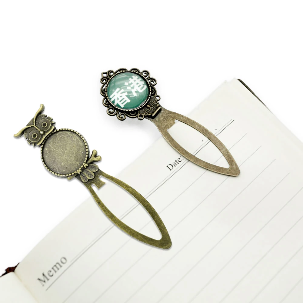 

10 pieces Retro Metal Bookmark Base Cabochon Oval Owl Bookmark Circular Blank Border Setting Bookmark DIY Jewelry Accessories