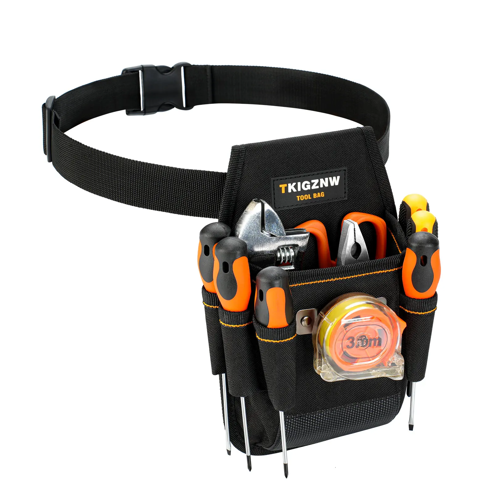 

Сумка для инструментов, 7 карманов, регулируемый пояс, водонепроницаемая ткань Оксфорд, черная