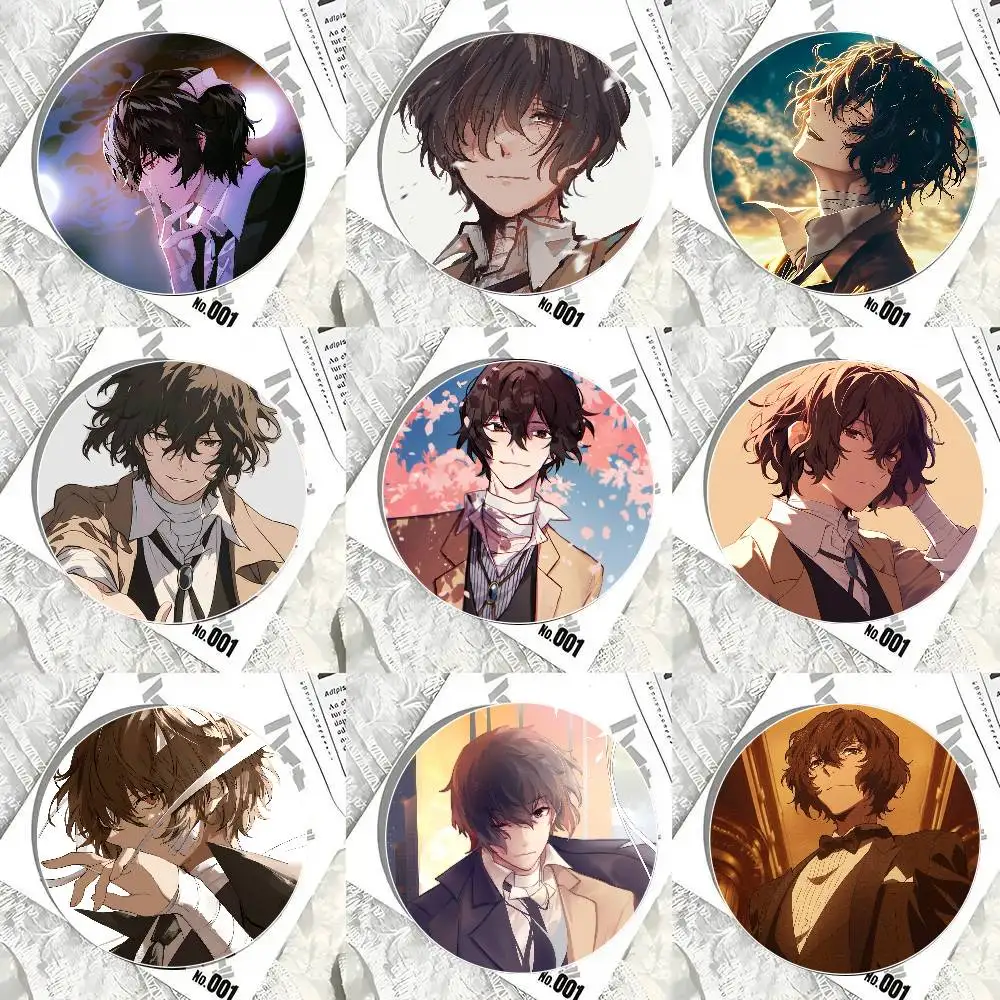 Dazai Osamu Anime B-Bungo Stray Dogs Cartoon Style Badge Brooches On Backpack Decoration Round Enamel Pins For Accessorys