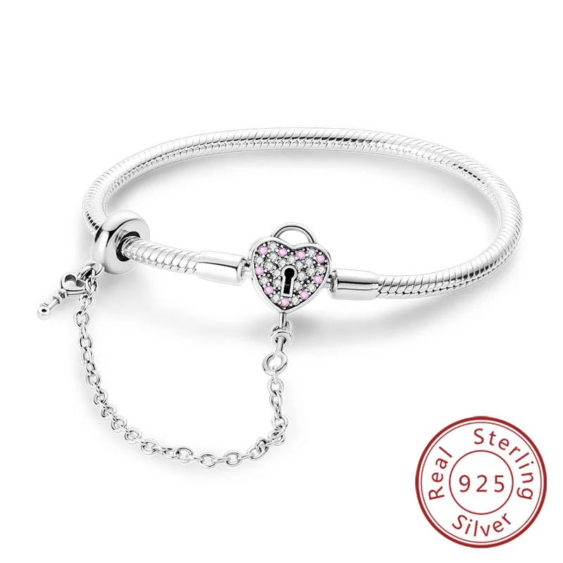 Original-Armband aus 925er-Sterlingsilber, Charm-Armband, 17–20 cm, Liebeskreuz, Schlangenknochen-Armband für Frauen und Mädchen, DIY-Schmuck