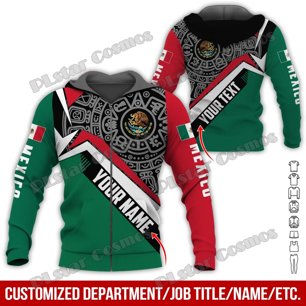 

Customize Name Mexico Coat Of Arms 3D All Over Printed Fashion Men's Zipper Hoodie Unisex Casual Zip Hooded Pullover TDD178