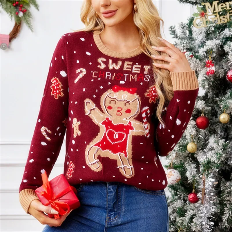 

Funny Sweater with Led Light Red Full Sleeve Christmas Sweaters Women Sueter Mujer Jumper Oversized Jeresy Pullover Xmas 2025