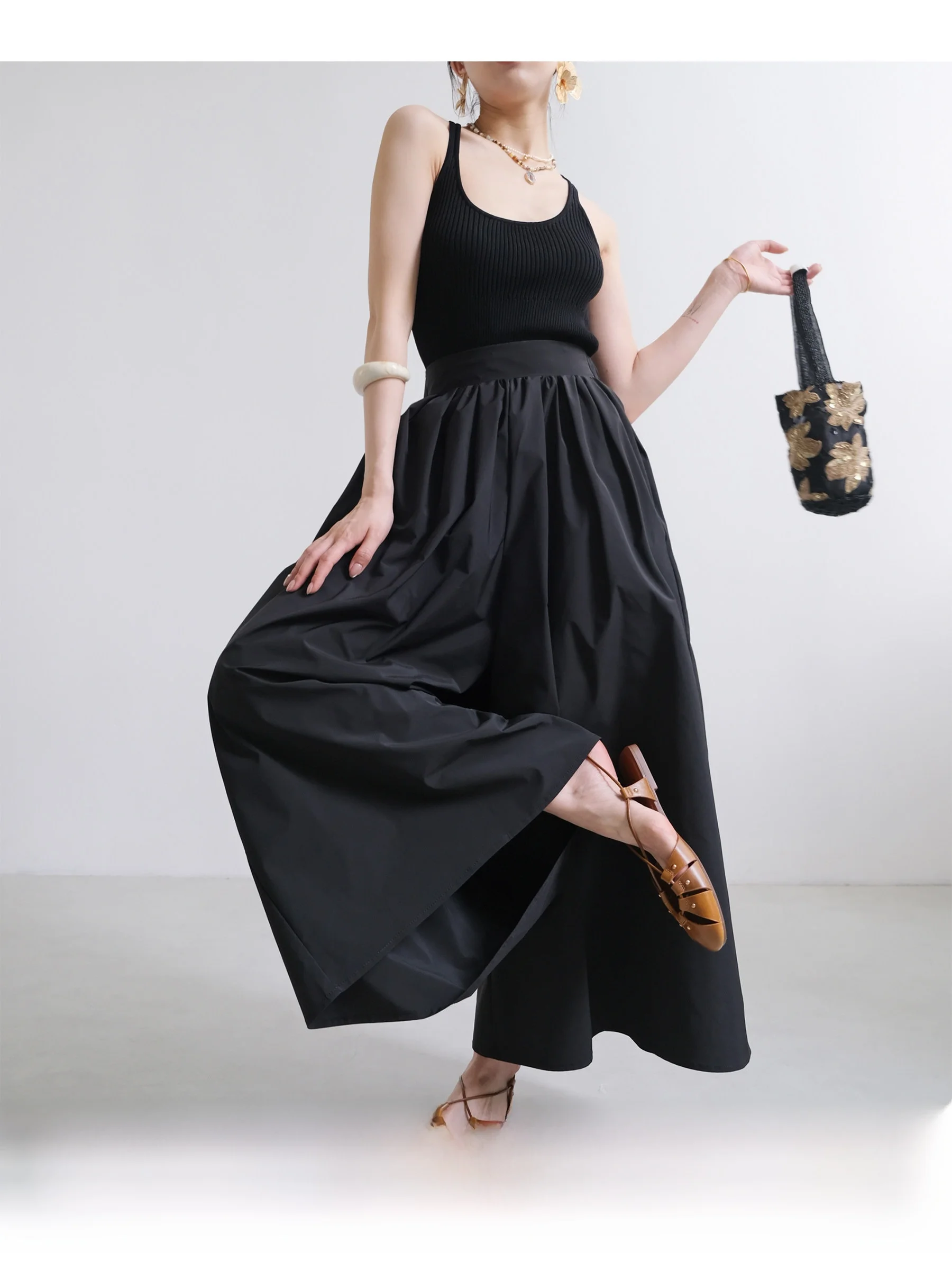 

Широкие брюки с высокой талией, женские свободные драпированные брюки прямого кроя, универсальные длинные брюки из полиэфирного волокна для поездок на работу