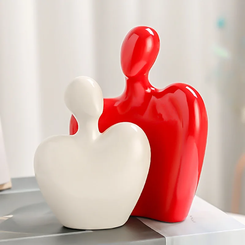 

Ceramic Sculpture Abstract Anime Character Statue Room Decoration Solid Color Couple Porcelain Crafts Gift Home