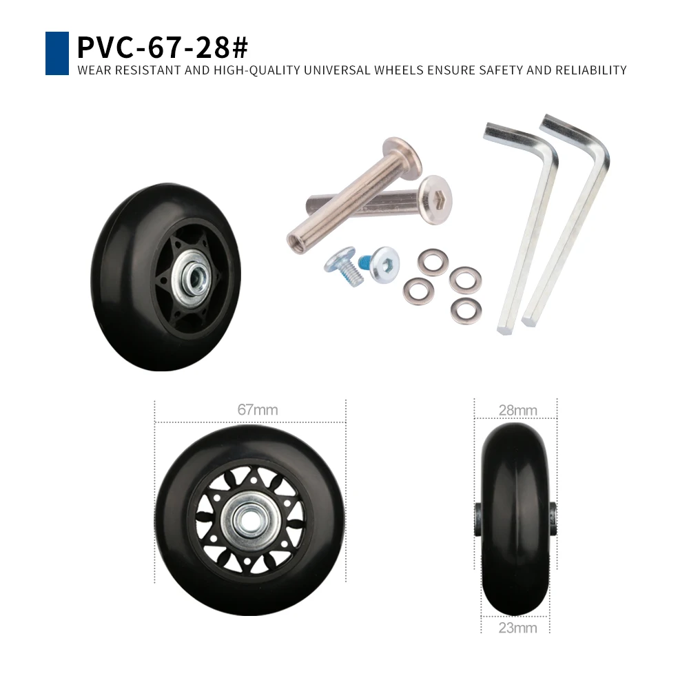 Сменные колеса для чемодана OD 41-70 мм, роскошная черная ось с винтами для поворотных роликов чемоданов 18-26 дюймов