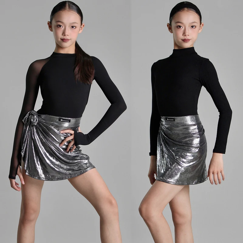 

Детские костюмы для соревнований по бальным танцам, костюм для латинских танцев для девочек, детская одежда для танцев самбы, румбы XS10490