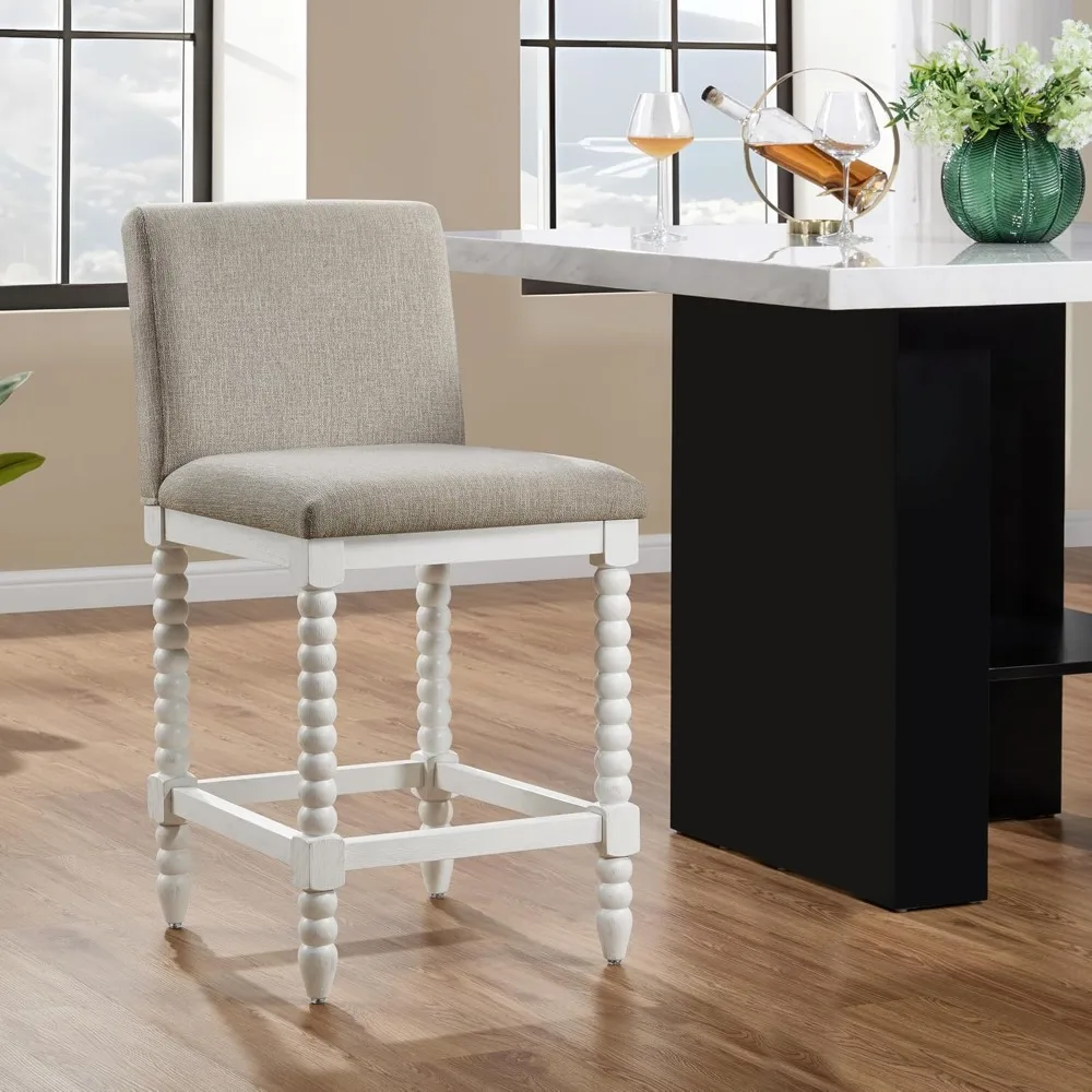 

Spindle Counter Stool with Padded Spring Seat,Wooden Bar Stools Farmhouse 26 Inch Counter Height Stools Chairs with Spind