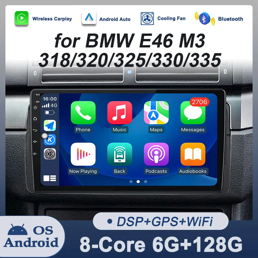 

GPS Navigation Car Radio Audio Multimedia Player Android OS for BMW E46 M3 318/320/325/330/335 Touch Screen WiFi BT Head Unit 4G