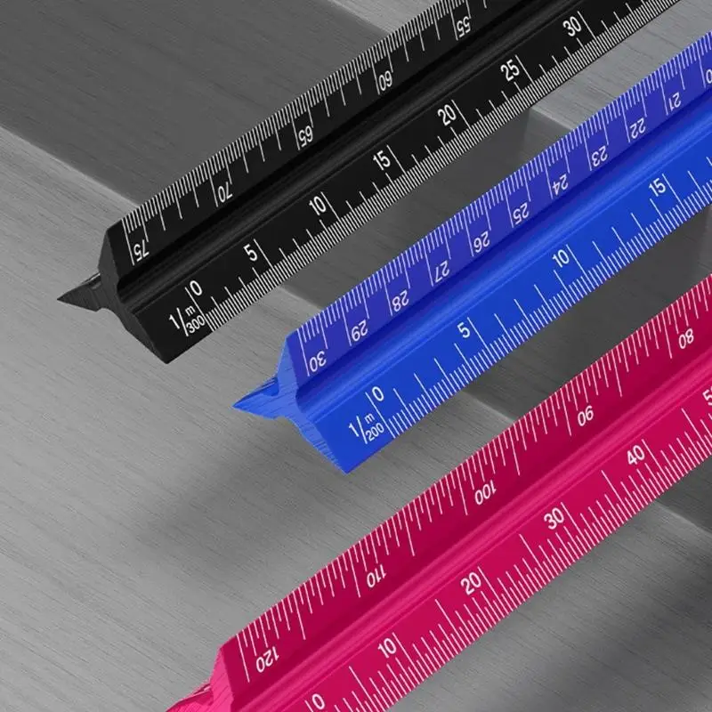Measuring Ruler 320mm Triangular Scale Tool With Precise Engraved Gradations In Three Stylish Color
