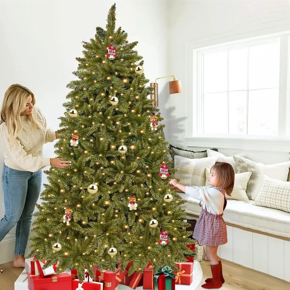 6.5 Ft Artificial Full Christmas Tree with 350 Lights, Metal Stand - 8 Modes, UL Plug, Premium Hinged, Indoor/Outdoor Decor