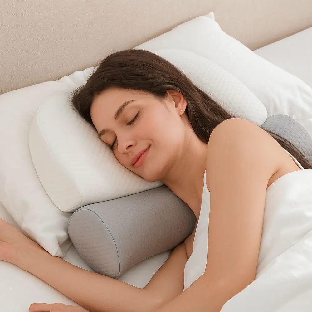 

Ergonomic Cervical Neck Pillow Adjustable Slow Rebound Neck Bolster Pillow No Deformation Comfort Neck Support Pillow Office