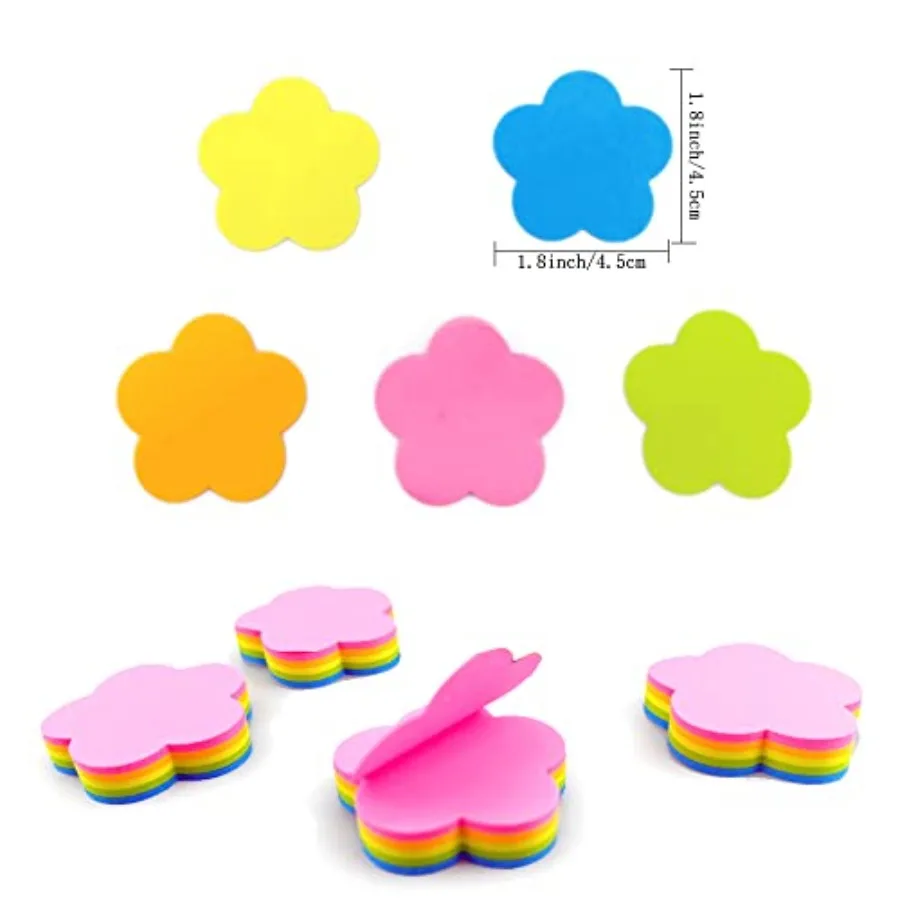 Office and school use: flower-shaped sticky notes, paper material, multicolor, repositionable adhesive