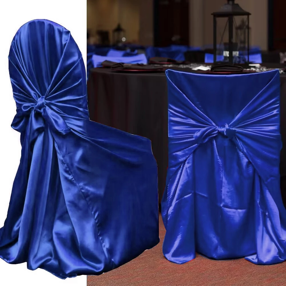 4pcs Self Tie Wedding Satin Chair Covers Wedding Banquet Party Marriage Decoration Annual Dinner Supplies Universal Home Decor