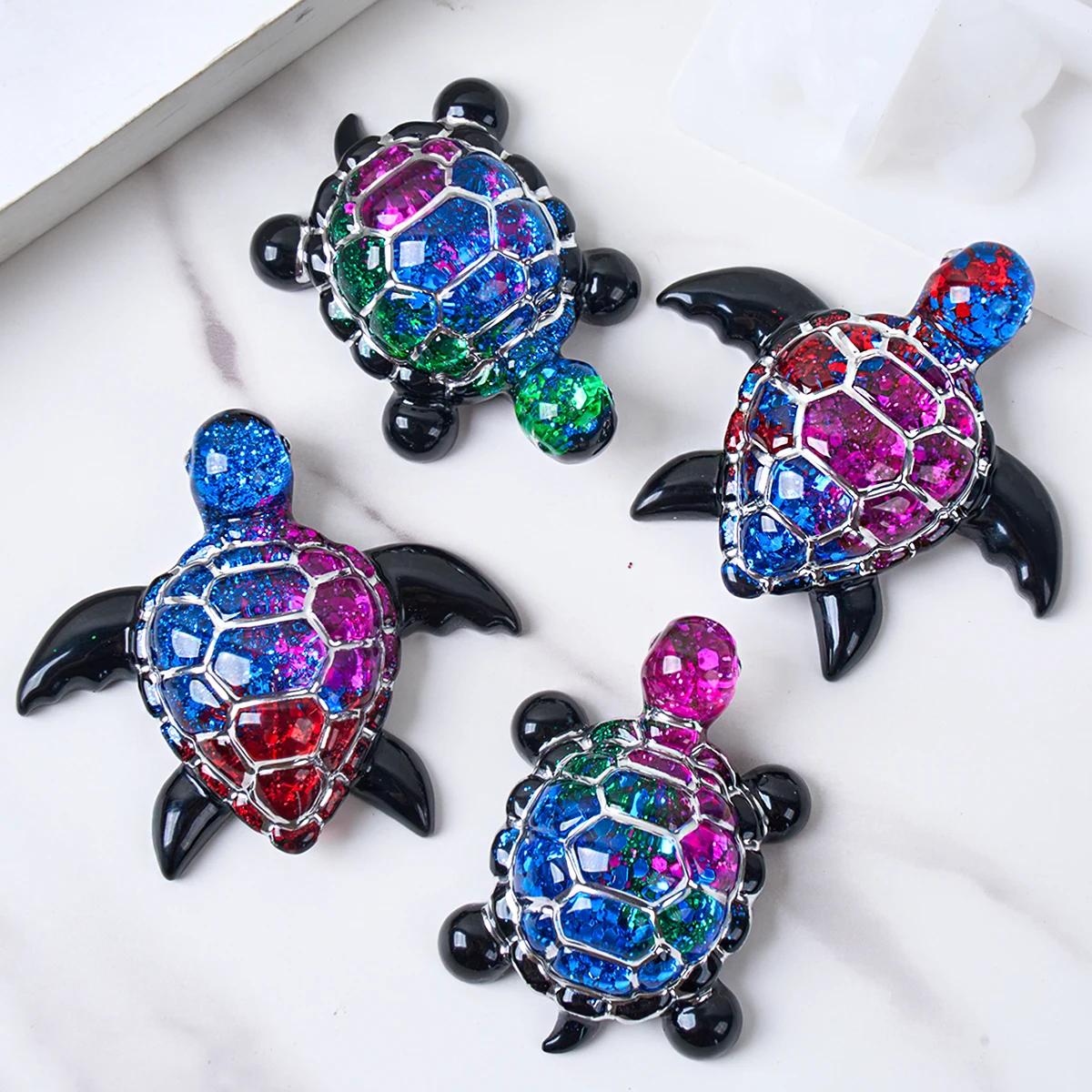 3D Sea Turtle Keychain Silicone Mold DIY Ocean Theme Animal Ornaments Tortoise Turtle Craft Making UV Epoxy Resin Jewelry Molds view 6
