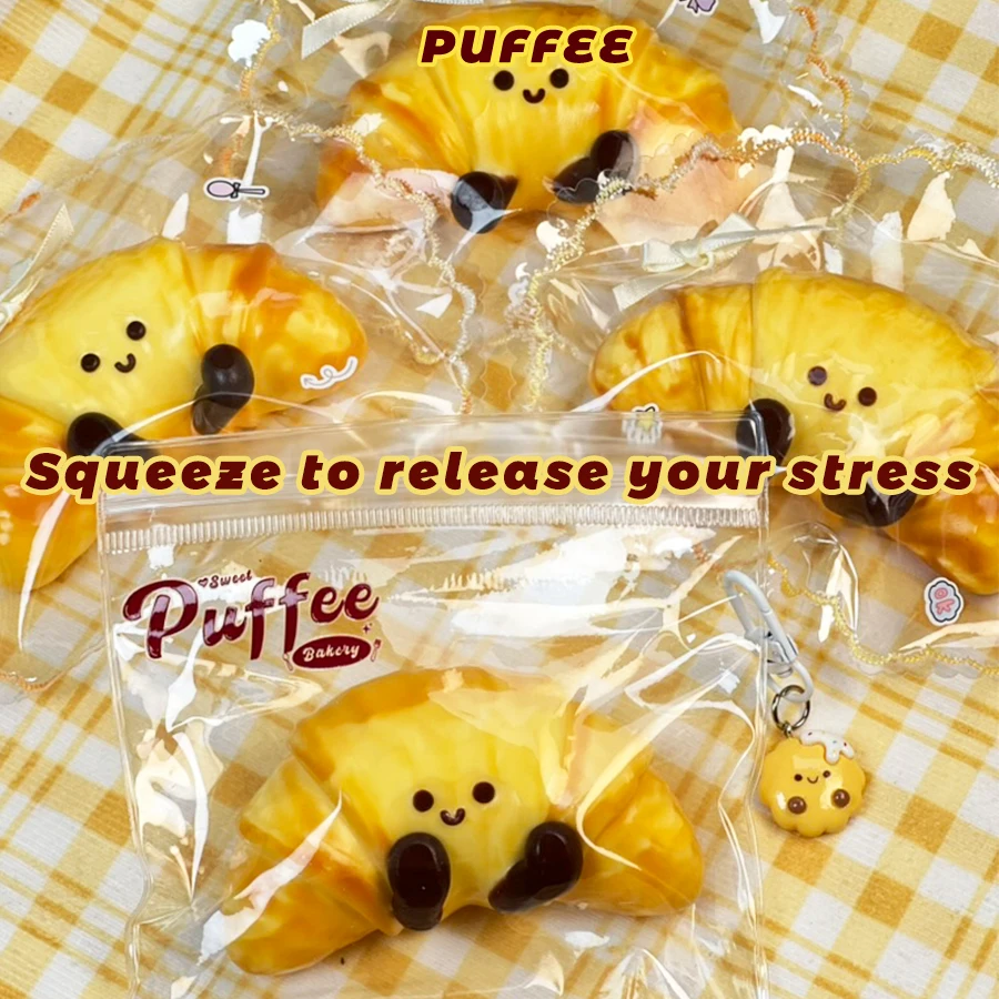 Croissant Squishy Taba in silicone alimentare, giocattolo morbido e cremoso fatto a mano, antistress per lezioni di ufficio, regalo di Pasqua di Natale