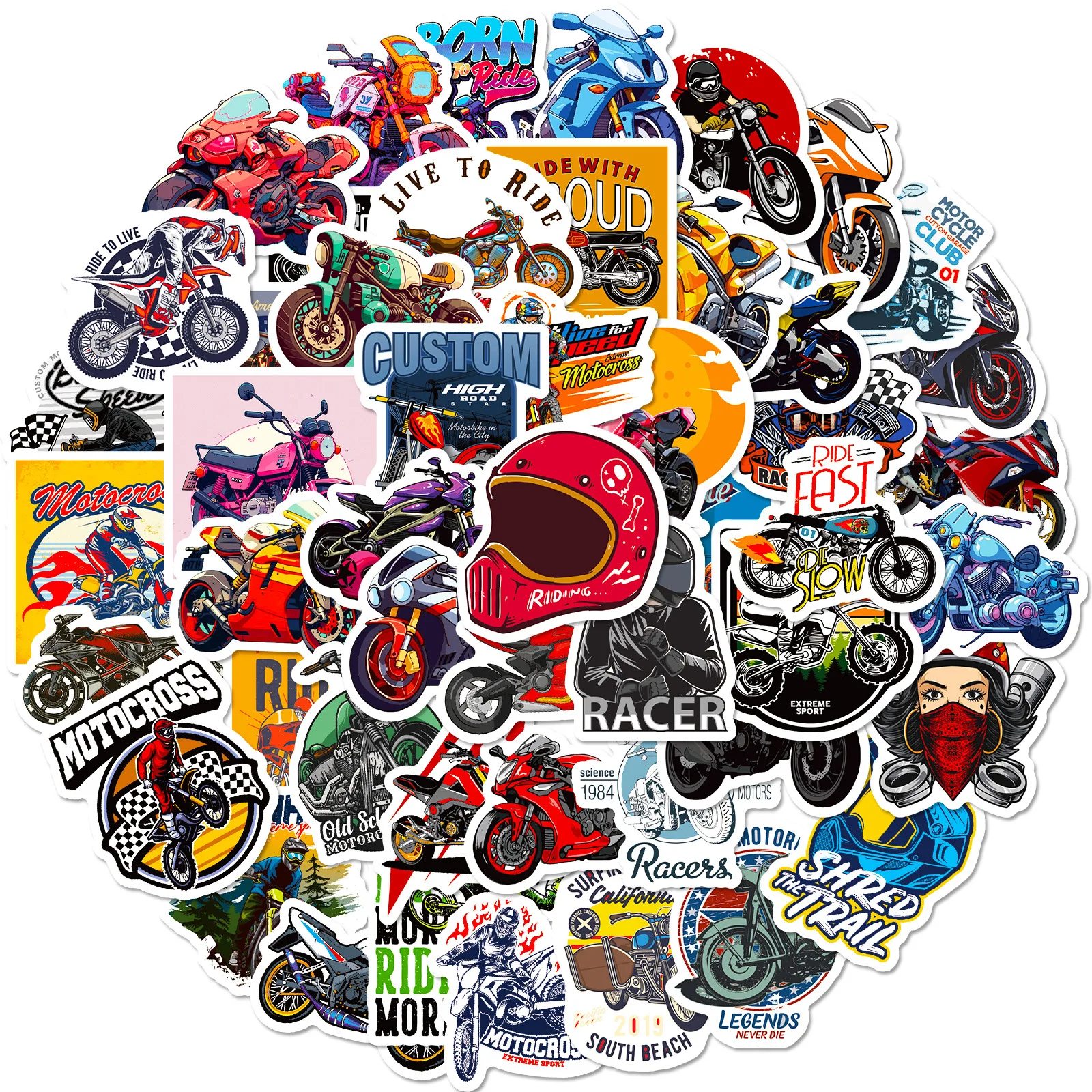 

50 Motorcycle Club Stickers New Personalized Graffiti Harley Motorcycle Stickers Helmet Waterproof Decoration