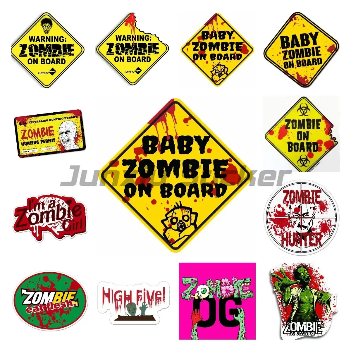 

Warning Car Sticker ZOMBIE on Board KK Vinyl Car Styling Laptop Accessories Waterproof PVC