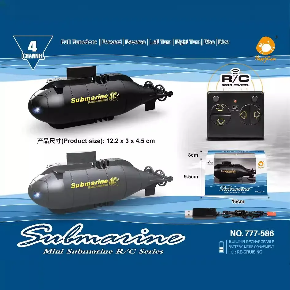 RC Boats Submarine Toy Simulation Mini 2.4GHz Remote-controlled Submarine Four Six Way Boat Children's Electric Toys Boy Gifts