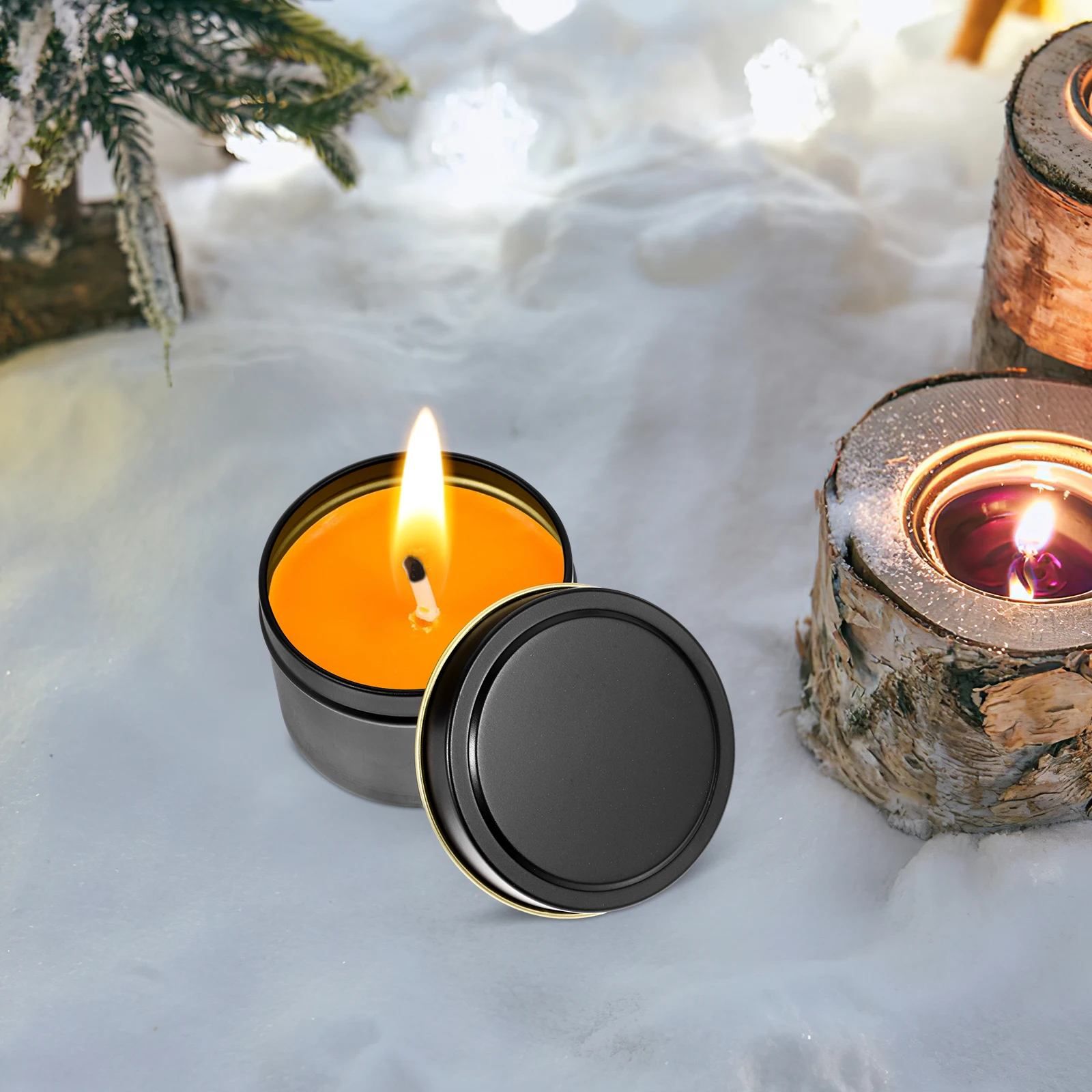 

4pcs 4 Pieces Aromatherapy Gift Cans Mini Metal Jars Storage Containers 4 Ounce Tin Iron DIY Empty Holder for Tea Lights