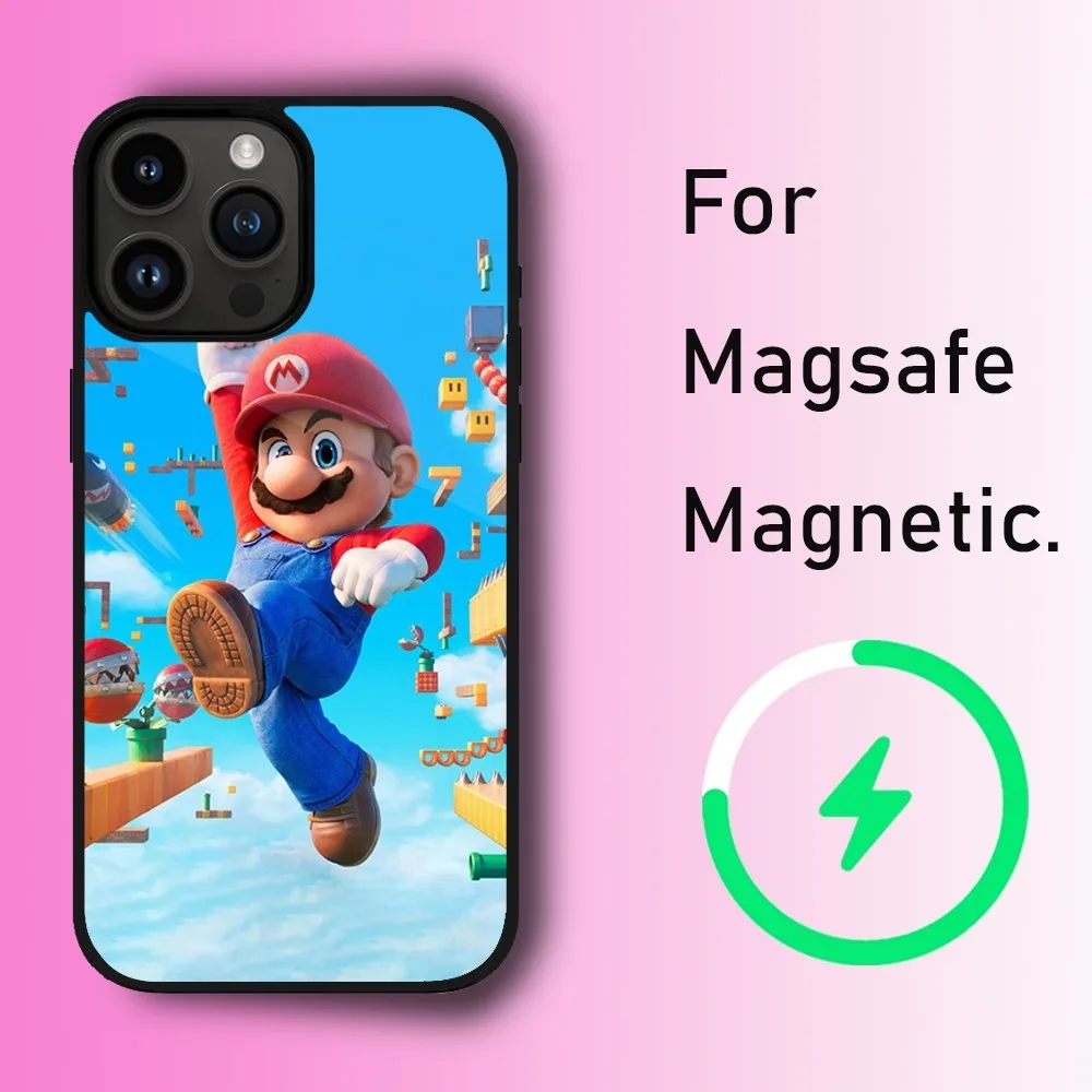 Game S-Super M-Mario Bros Phone Case For iPhone 11 12 13 14 15 Max Plus Pro Wireless Magnetic Magsafe Charging Shell