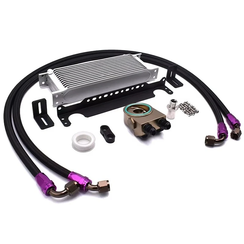 

High Performance T6061 Universal 13 Row Oil Cooler AN10 Thermostat Engine Oil Cooler Kit With Oil Lines Kit