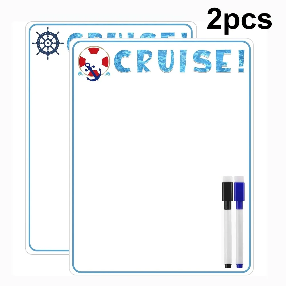 2-Pack, Whiteboard-Style Cruise Ship Door Decal Set, Includes 2 Erasable Markers