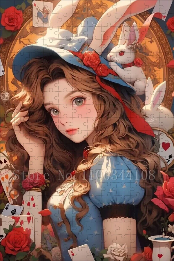 Disney Alice In Wonderland Puzzles for Girls Handmade Gifts 35/300/500/1000 Pieces Cartoon Jigsaw Puzzles Stress Relief Toys