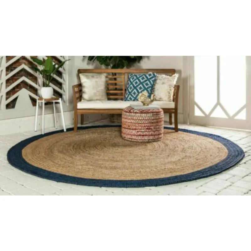 

Rug 100% Natural braided Jute bohemian area carpet handmade reversible décor rug