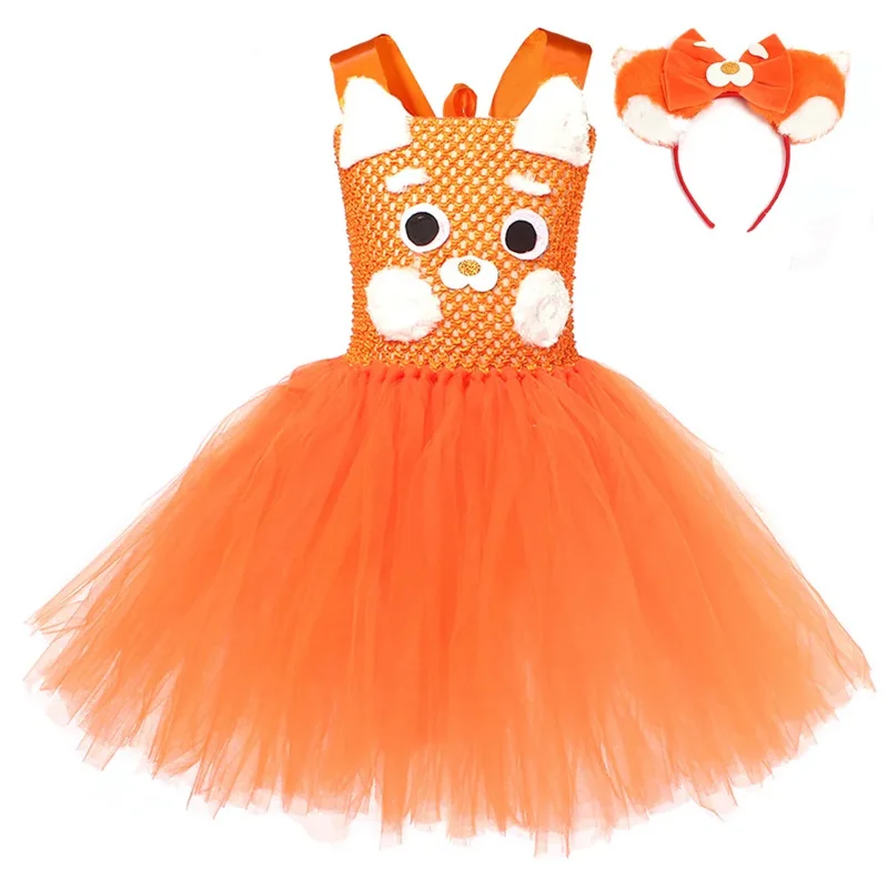 Uma maca de ursos cosplay girando vermelho juventude metamorfose roupas infantis cos halloween coati desempenho vestido 2025 novo