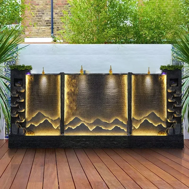 Handmade New Chinese Style Artificial Rockery Waterfall Fountain for Balcony Courtyard Floor Decoration Home Garden Ornament