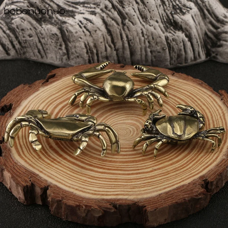 Retro Brass Ocean CRAB Fish Watching Fishes Sea Animals Model Fishbowl Decoration Action Figures Education Miniature Kids Toys