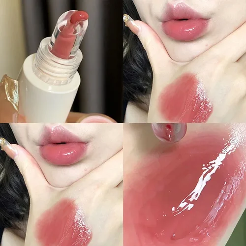 Imagen 2 del producto Lápiz labial hidratante con esencia de gelatina de labios rosa, brillo de labios con espejo, lápiz labial tierno, maquillaje para estudiantes, Cosméticos Coreanos, brillo de labios
