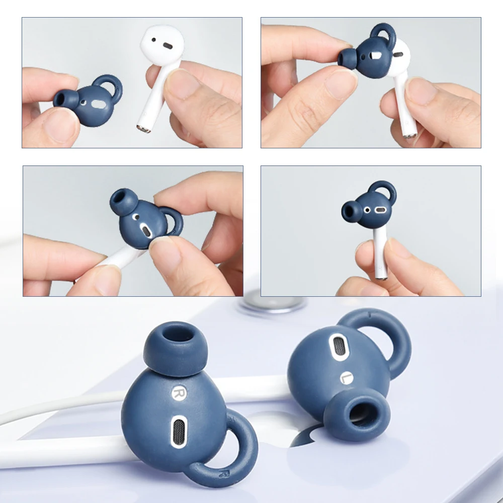 Earphone Replacement Protective Caps Ear Tips Protector with Storage Pouch Silicone Earbuds Cover For Apple Airpods 1/2