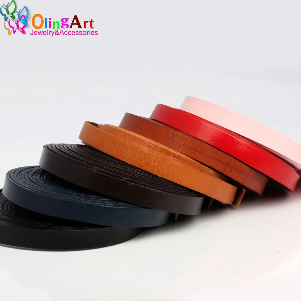 OlingArt 10*2mm 1Yard/Lot Multiple Colour Flat Leather Rope/Cords DIY Necklace Bracelet Earrings Choker Jewelry Making New view 2