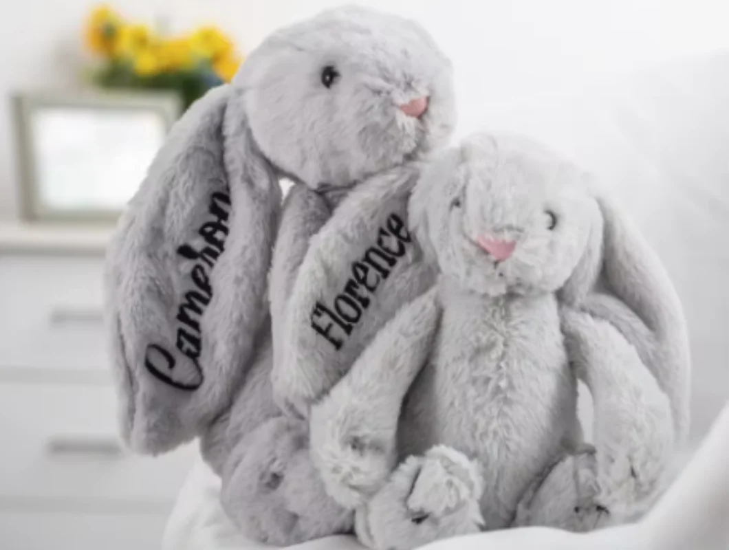 Custom Monogrammed Bunny for Baby Shower Personalized Stuffed Bunny Toy Easter Gift Embroidered Baby Bunny Gifts with Baby Name