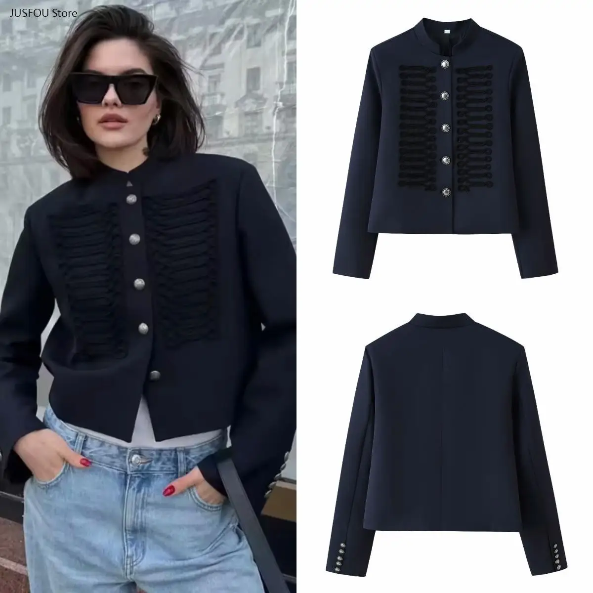 Women European American Popular Vintage Outerwear Elegant High Grade Fashion Versatile Casual Chic Coat All Match Jacket