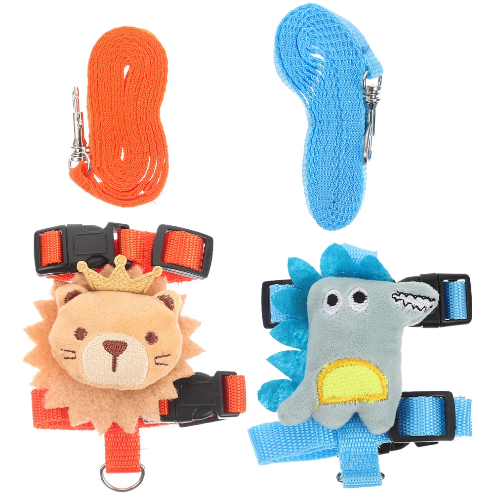 

2Sets Pet Harness Leash Rabbit Cartoon Design Adjustable Breathable Small Pets Traction Rope Lightweight Wear-Resistant