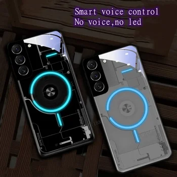 כיסוי פלאש מוביל לטלפון עם לוגו פתח לסמסונג S24 S23 S22 S21 S20 FE Note 10 20 Plus Ultra A54 A14 כיסוי גליטר לשיחות