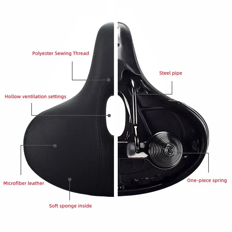 Soft Mtb Saddle Thickened Sponge Bicycle Saddle Long Distance Silicone Saddle Road Bicycle Seat Cushion Spring Shock Absorption