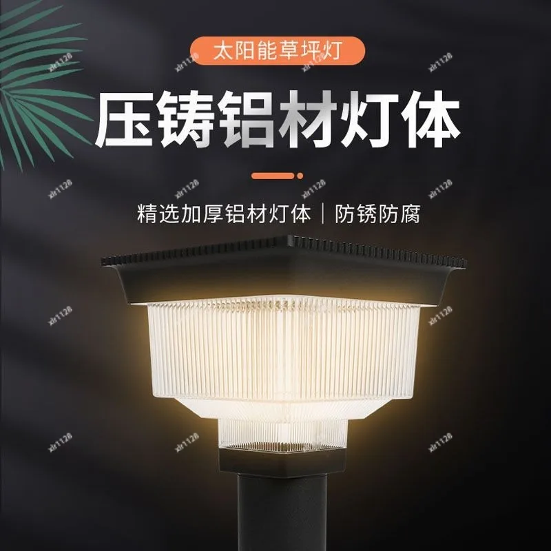 Solar LED Garden Lawn Lamp Outdoor Ground Insert Light Square Pillar Lamp Villa Yard Patio Decor Light