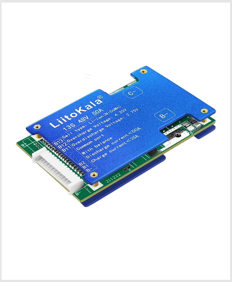 Liitokala 13S 48V50A BMS لحزمة بطارية ليثيوم 18650/21700 48 فولت باستخدام موازن لحماية الشحن والتفريغ