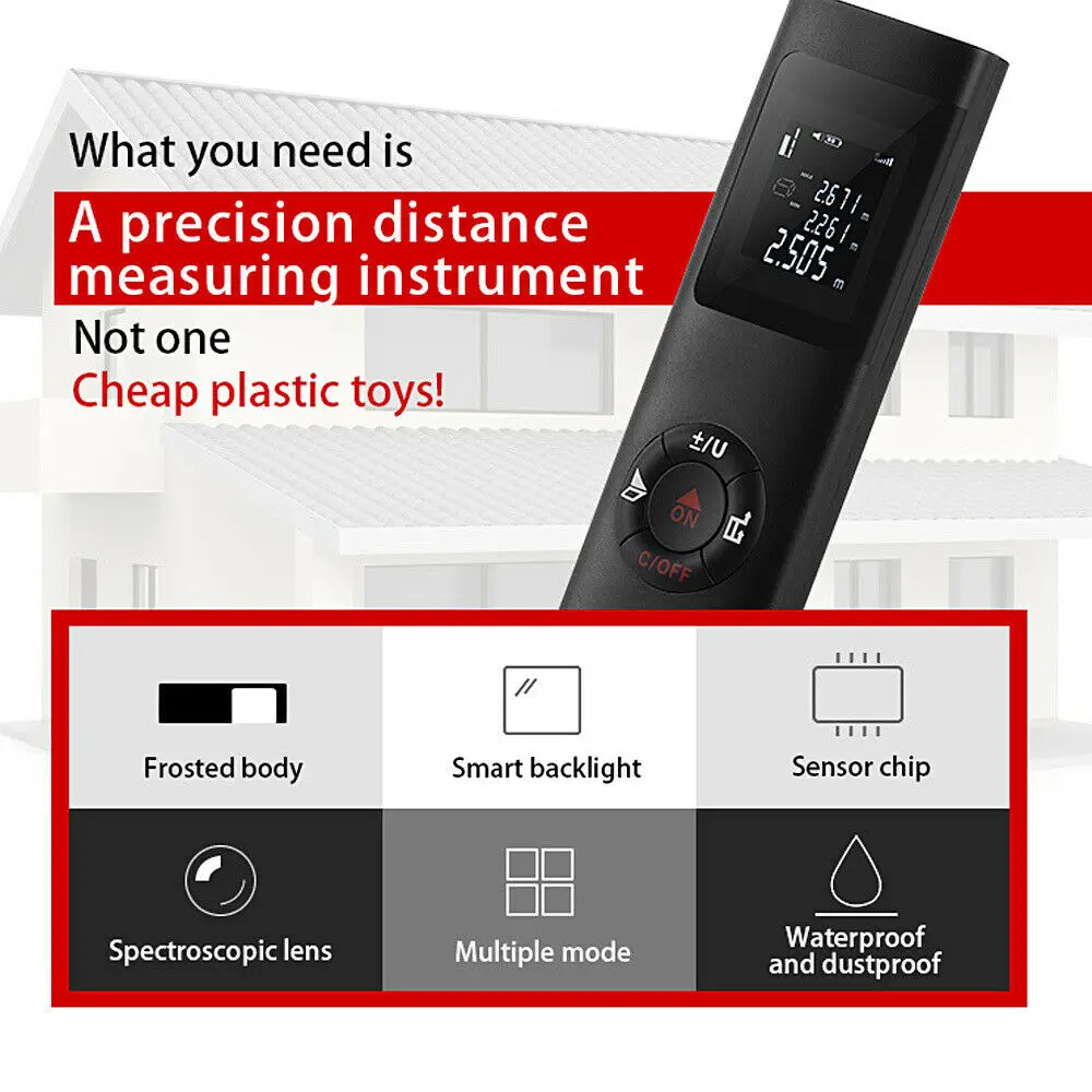 Digital Tape Measure Handheld Digital Laser Point Distance Meter Tape Range Finder Measure 40m 131ft