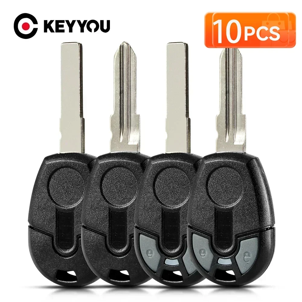 KEYYOU 10 Uds funda para llave de coche para Transponder Fiat carcasa para llave de coche funda en blanco sin Chip Fob SIP22 GT15R Blade
