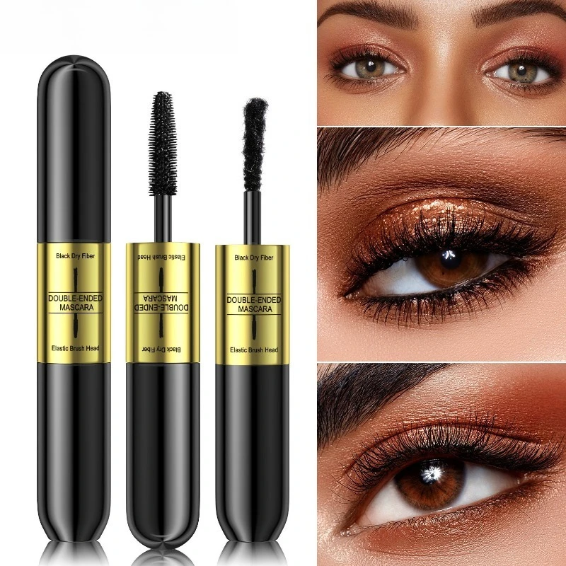 Fiber Lash Mascara Dual Ended 2 in 1 Waterproof Smudge Proof Lengthening and Volumizing for Natural Lash Extensions All Day Wear