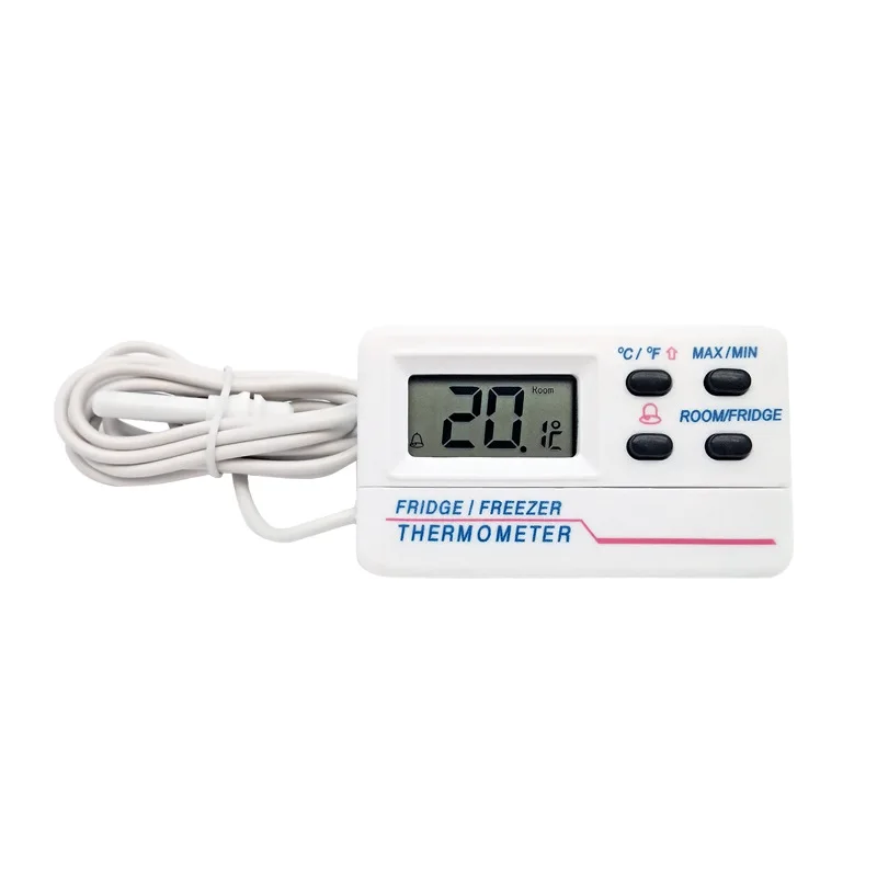 Digital Thermometer E-16 for Refrigerators Freezers and Indoor Environments 1.2m Probe Cable White ABS Construction