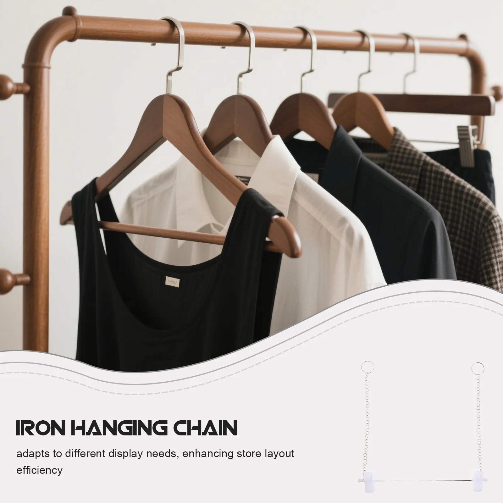 10Pcs Clothes Hanging Display Chain Iron Material Strong Load Bearing Garment Chain for Boutique Market Shop Ceiling Mount